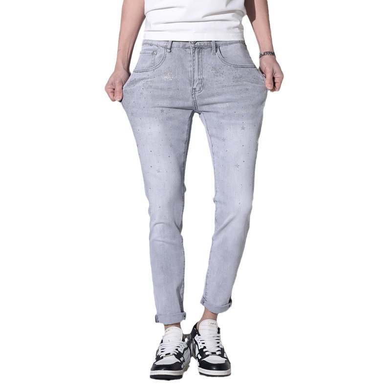 Hosen |  Damen Jeans Mit Strasszier Und Glänzenden Blütenmotiven Bekleidung Damen